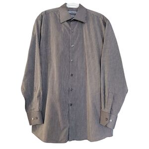 Claiborne Wrinkle Free Striped Mens Longsleeve Button Up Dress Shirt 16 32/33 L